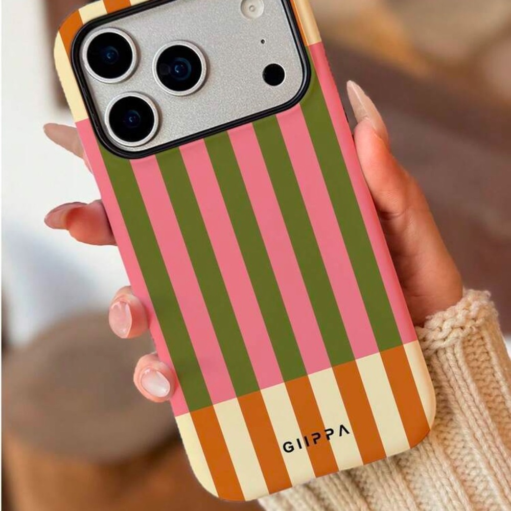 Pink, Green & Orange Striped Protective Phone Case
